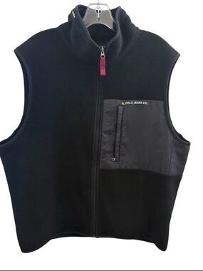Ralph Lauren Polo Jeans Co Fleece Vest Men's Large Black Full Zip with Hood